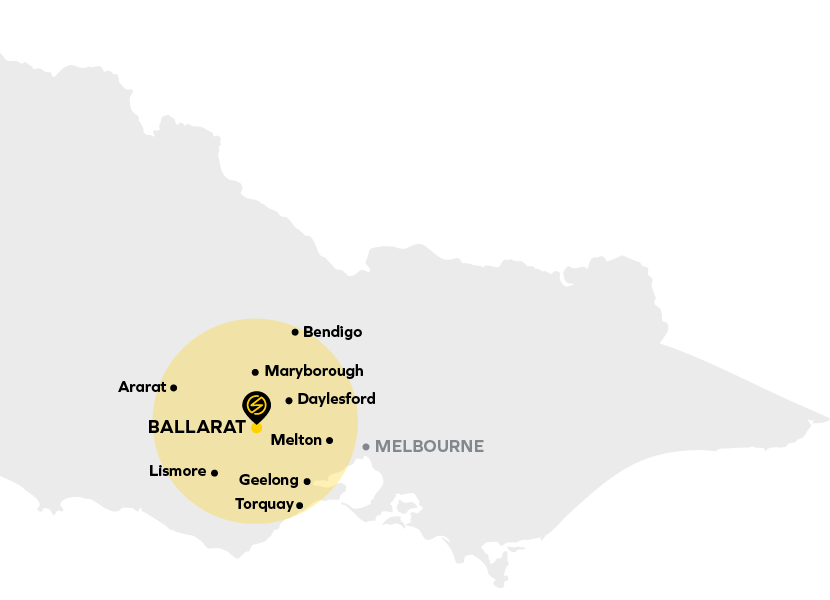 A picture of a map of Victoria showing the service area