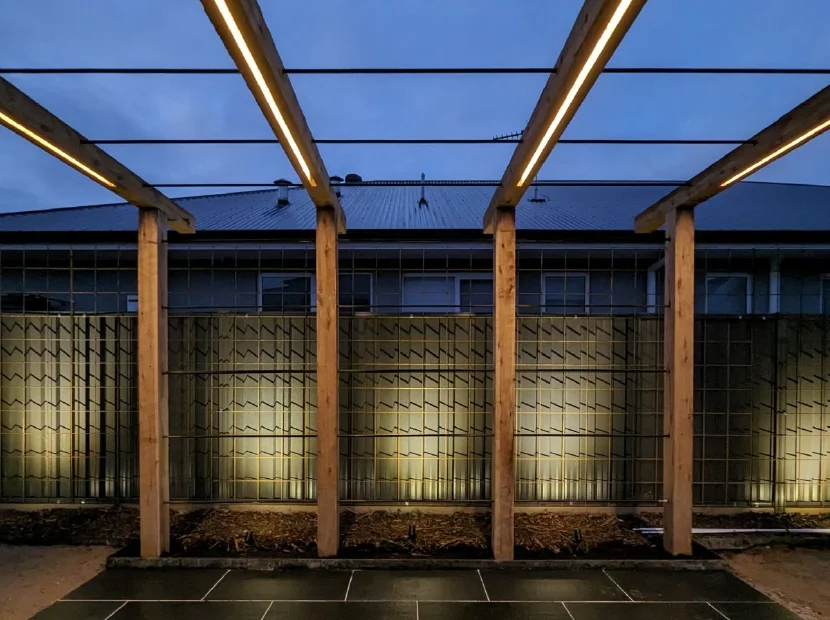 A picture of complex outdoor lighting
