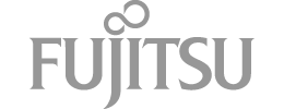 A logo of Fujitsu